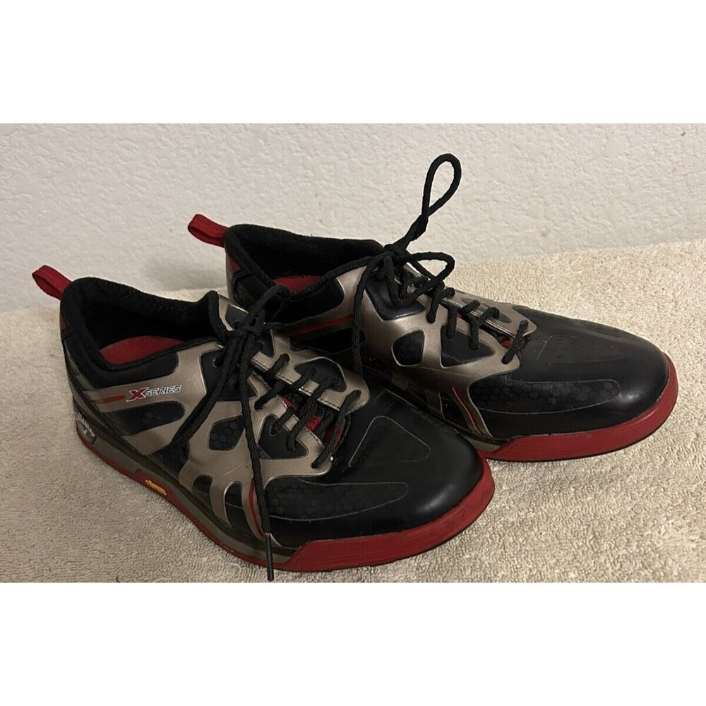 Callaway X Series Vibram M325-02 Men's 7 Black and Red Cleated Sole Golf Shoes